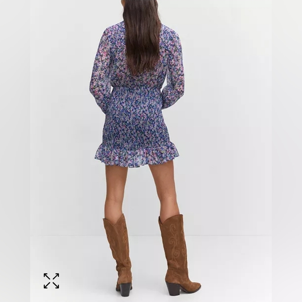 Mango Floral Ruched Mini Dress - Picture 2 of 10